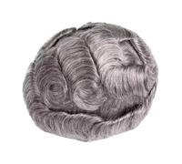 Parrucchino for capelli da uomo in pelle sottile da 0,12 mm | Parrucchino umano,1B65 Nero spento con capelli grigi al 65%, linea sottile naturale non rilevabile con ciclo a V(6"X8")