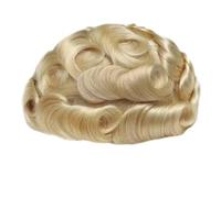 Parrucchino for capelli da uomo in pelle sottile da 0,12 mm | Parrucchino umano,# 613 Capelli biondi, attaccatura naturale dei capelli a V non rilevabile, facile da pulire(6"X9")