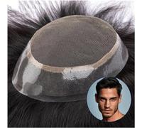 Parrucchino for capelli da uomo Pezzi e parrucche for capelli umani Parrucchino da uomo in pizzo francese con 1" Poly trasparente tutto intorno Toupee for capelli Sistema di sostituzione della lunghez