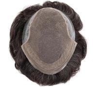 Parrucchino for capelli da uomo Unità di sistema for capelli umani Posticci ondulati da uomo Pizzo francese PU Parrucchino da uomo Parrucche for capelli indiani Remy Attaccatura naturale Protesi for c
