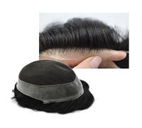 Parrucchino For Capelli Umani For Uomo Centro In Pizzo Francese Con 1 "poli Trasparente Intorno, Da Leggera Ondulazione 120% Densità(6 INCHES-1B#-120%-FREE,8x10)