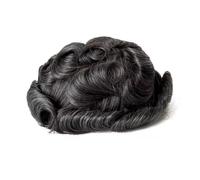 Parrucchino for uomo Pezzo di capelli umani con loop a V in pelle sottile | Pelle Super Sottile da 0,08 mm,8x10 pollici,#250 Marrone più scuro+50% Colore capelli grigi,Doppio nodo,Durabilità