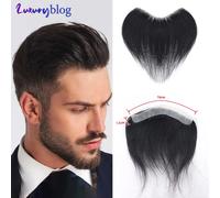 Parrucchino frontale da uomo V Loop 100% capelli umani Fronte Attaccatura dei capelli Patch 0,06 mm Pelle sottile PU Attaccatura dei capelli Protesi capillare da uomo