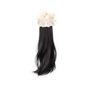 Parrucchino Parrucca sintetica da 14 pollici for donna, coda di cavallo, anello grande for capelli, clip in pizzo intrecciato Festa(Natural Black)