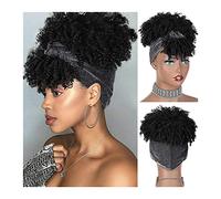Parrucchino per le donne Chignon riccio crespo sintetico con frangia Estensione corta della coda di cavallo con coulisse per le donne Chignon sintetico afro alto soffio Posticci Estensioni dei capel