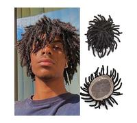 Parrucchino per Uomo Uomini Toupee Afro Kinky Curly Breadlocks Fine Mono NPU Base Parrucchino da uomo Nero naturale Sistemi di sostituzione dei capelli umani maschili Parrucca da Uomo (Color : 1)