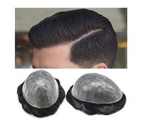 Parrucchino per Uomo V-Loop Injection Skin Men Toupee Sistema di capelli umani durevole for uomo 0,1-0,12 mm Pelle sottile Base in PU Protesi for capelli maschili 8 × 10 "Toupee da uomo nero traspiran