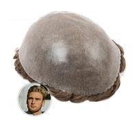 Parrucchino Protesi for capelli maschili 0,06-0,08 mm V-loop senza nodi Pu Skin Parrucchino da uomo Durevole Pelle sottile Parrucchino for uomo 120% Densità Parrucca umana traspirante Parrucche da Uom