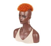 Parrucchino sintetico corte afro ricce, clip for capelli Topper Parrucche da donna for capelli calvi che si diradano(Orange)