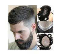 Parrucchino sulla fronte Parrucca da uomo, capelli umani indiani, base in seta con pelle PU intorno, aspetto naturale(7x10)