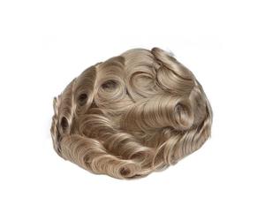 Parrucchino sulla fronte Protesi for capelli non rilevabile con base senza nodi e sistema di umani pelle ultra sottile for uomo(8x10)