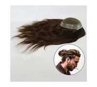 Parrucchino Toupee da uomo lungo Remy Human Hair Lace & Pu Base Hairpieces 10-18 pollici Mens Lace Replacement Systems Unit for Hair Loss Balding Men's Toupee Parrucche da Uomo (Color : #6 12 inches