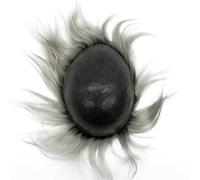 Parrucchino Toupee for uomo 20,3 x 25,4 cm Sistema di capelli umani Pelle sottile PU Base Toupee for uomo Grigio bianco con radici profonde Posticci for capelli Toupee maschile durevole for uomo Parru