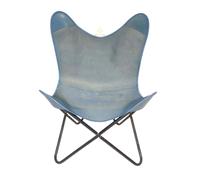PARRYS LEATHER WORLD Butterfly Chair In Pelle Blu Art Deco Seduta Rustica Boho