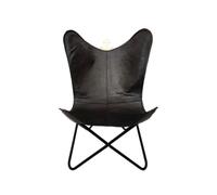PARRYS LEATHER WORLD Poltrona Farfalla In Pelle Nera Art Deco, Pieghevole