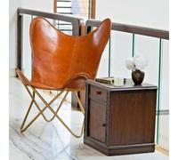 PARRYS LEATHER WORLD Sedia Lounge Farfalla Vintage In Pelle Rifinitura Waxed