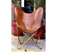 PARRYS LEATHER WORLD Sedia Pieghevole in Pelle Vintage Art Deco, Marrone, 1 Pz