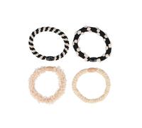 PARSA Beauty Set di 4 elastici per capelli ispirati a Disney Mickey Mouse, elastici per capelli da donna, colore: nero e beige