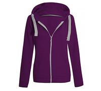 Parsa Fashions Felpa con cappuccio da donna, con zip, in tinta unita, con cappuccio, in pile, a maniche lunghe, con tasche frontali, morbida, elasticizzata, comoda TAGLIE FORTI dalla taglia Small alla