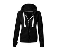 Parsa Fashions Felpa con cappuccio da donna, con zip, in tinta unita, con cappuccio, in pile, a maniche lunghe, con tasche frontali, morbida, elasticizzata, comoda TAGLIE FORTI dalla taglia Small alla