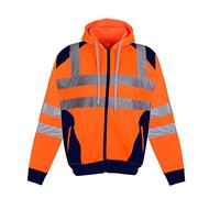 Parsa Fashions Hi Vis Viz Felpa con cappuccio e cerniera ad alta visibilità con nastro riflettente da lavoro in pile di sicurezza con zip giacca con cappuccio per sicurezza taglie forti S - 5XL,