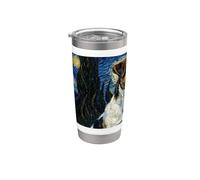 Parson Russell Terrier Cane Van Gogh Notte stellata Bicchiere termico in acciaio inox doppia parete