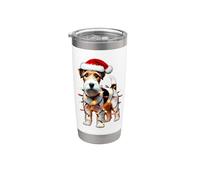 Parson Russell Terrier Cappello di Babbo Natale Luci Cane Proprietario Bicchiere termico in acciaio inox doppia parete