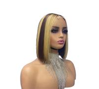 Parte centrale Bob Parrucche corte diritte 2x6 HD Lace Front Wear and Go Parrucche senza colla Capelli umani for donne nere Densità 300(4/27#,8inch)