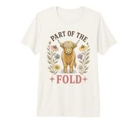 Parte del Fold Highland Cow Scottish Coo Maglietta Premium