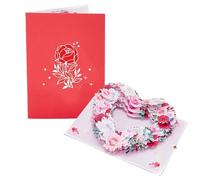 Partecipazioni Matrimonio 2 biglietti di compleanno floreali con ringraziamento , inviti nozze, regali fiori ciliegio for i auguri for l'anniversario della festa mamma per le Feste(Red Rose Love)