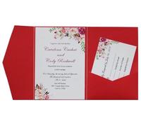 Partecipazioni Matrimonio 50 set di biglietti d'invito for matrimonio tascabili ripiegabili con stampa personalizzata inviti for battesimo fidanzamento XV compleanno Universale(Red,Outside Cover only)