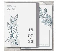 Partecipazioni Matrimonio Personalizzate 40pz Stampa inclusa - Inviti Matrimonio Personalizzabili in Carta Martellata Alta Qualità 200gr - 16x11,5cm WI-1 EchoPrint