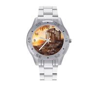 Partenone Tempio su un tramonto Orologio da uomo Affari Moda in Acciaio Inox Orologi da polso Personalizzato Facile Leggere Orologi per le Donne