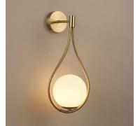 Partenopea Applique da Parete LED G9 Ottone Design a Goccia con Sfera Opalina in PE, Lampada da Muro Moderna per Interni, Camera da Letto Soggiorno Corridoio, IP20, 43x22 cm, Lampadina Non Inclusa
