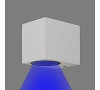 Partenopea® Applique lampada cubo da parete a muro gu10 max 10w led per interno esterno IP65 moderno faretto monoemissione (Cubo Grigio, Luce Blu)