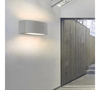 Partenopea® Applique lampada da muro parete in alluminio e vetro per esterno casa locali terrazza IP65 con attacco per lampadine E27 (Luce calda 3000K, Grigia)