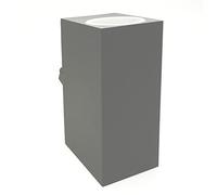 Partenopea® Applique lampada da parete a muro gu10 max 35w x 2 led per interno esterno IP65 moderno faretto biemissione (rettangolare grigio, lampadine escluse)