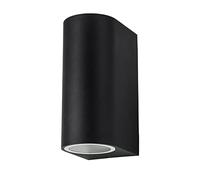 Partenopea® Applique lampada da parete a muro gu10 max 35w x 2 led per interno esterno IP65 moderno faretto biemissione (curvo nero, lampadine escluse)