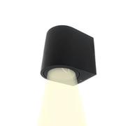 Partenopea® Applique lampada da parete a muro per lampadine LED gu10 potenza max supportata 10w per interno esterno IP54 moderno faretto monoemissione (Curvato, Nero luce naturale 4000k)