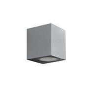 Partenopea® Applique lampada da parete a muro per lampadine LED gu10 potenza max supportata 10w per interno esterno IP54 moderno faretto monoemissione (Cubico, Grigio Lampada esclusa)