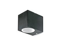 Partenopea® Applique lampada da parete a muro per lampadine LED gu10 potenza max supportata 10w per interno esterno IP54 moderno faretto monoemissione (Cubico, Nero Lampada esclusa)