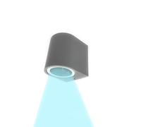 Partenopea® Applique lampada da parete a muro per lampadine LED gu10 potenza max supportata 10w per interno esterno IP54 moderno faretto monoemissione (Curvato, Grigio luce Fredda 6500K)