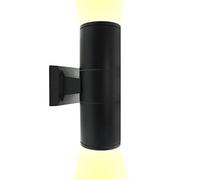 Partenopea® Applique Lampada faretto Luce led da Muro per Parete con doppio attacco UP & DOWN GU10 a Biemissione moderno Interno Esterno IP65 max 120W (Nero, Luce calda 3000K)