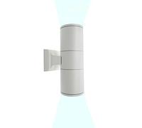 Partenopea® Applique Lampada faretto Luce led da Muro per Parete con doppio attacco UP & DOWN GU10 a Biemissione moderno Interno Esterno IP65 max 120W (Bianco, Luce fredda 6500K)