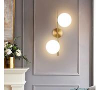 Partenopea Applique vintage in metallo e 2 ampolle in vetro eleganza retrò design classico con porta lampadine G9 per illuminare la parete di casa, bar, ristorante (2 Palle Luce calda 3000K)