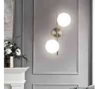 Partenopea Applique vintage in metallo e ampolla in vetro eleganza retrò design classico con porta lampadine G9 per illuminare la parete di casa, bar, ristorante (2 Palle Luce fredda 6500K)