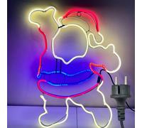 Partenopea Babbo Natale insegna a luce LED effetto Neon figura luminosa per parete vetrina decorazione natalizie luce rosso bianco e blu 60x45 cm da esterni e interni