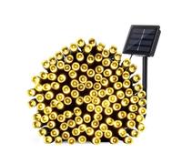 Partenopea® Catena luminosa a LED ricaricabile ad energia solare con picchetto a pannelli da esterno per albero di Natale decorazioni eventi matrimoni feste BY WISDOM (Luce Calda 200 LED)