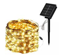 Partenopea Catena luminosa di 100 microled 10 METRI led ad energia solare con picchetto a pannelli da esterno per albero di Natale decorazioni eventi matrimoni feste BY WISDOM (LUCE CALDA)