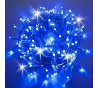 Partenopea Catena luminosa stringa 100 LED da esterno Natale luci natalizie Maxiled Reflex 8 mm cavo gomma bianco 10 MT prolungabili 90 led fissi + 10 flash intermittenti (Blu fissa + bianco flash)